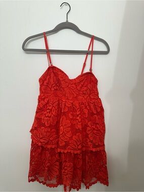 Anthropologie - Maeve-  Red Lace Spaghetti Strap Sundress's